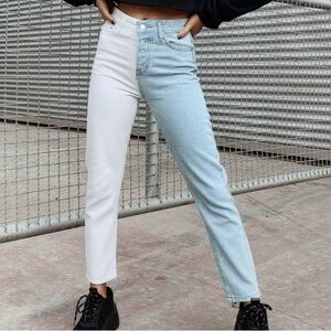 Afila Two-Tone Blue and White Women Jeans